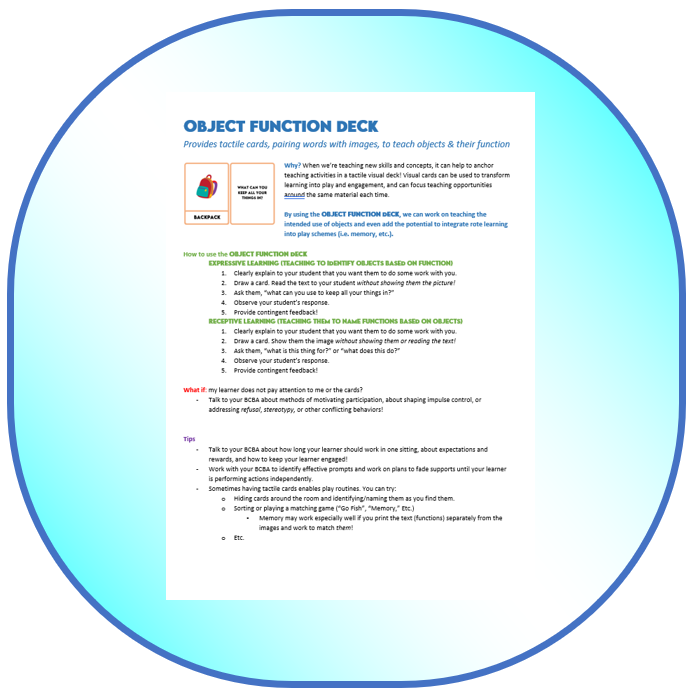 Card Deck: Object Functions (Deck 2) (PDF Download) – Autism Visual Designs