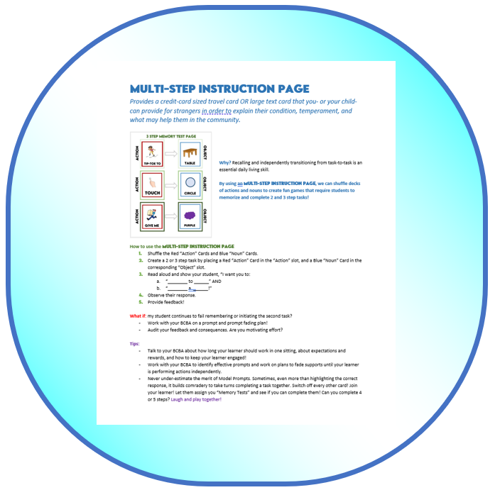 Training Guide Multi Step Multi-Step Instruction Page (PDF Download) – Autism Visual Designs